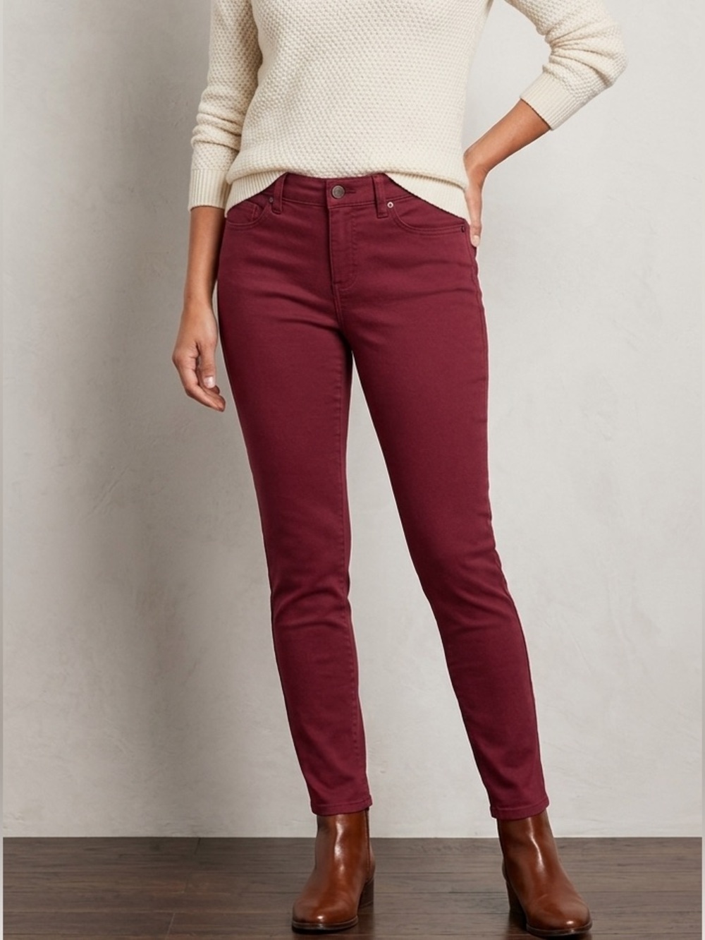 Talbots Jeggings Burgundy Simply Slimming Skinny Jeggings Stretch Petite